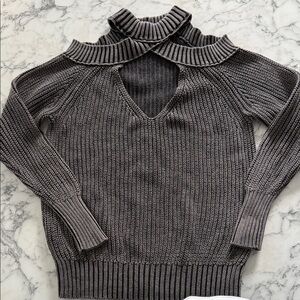 Free People Charcoal Cowl Neck Sweater